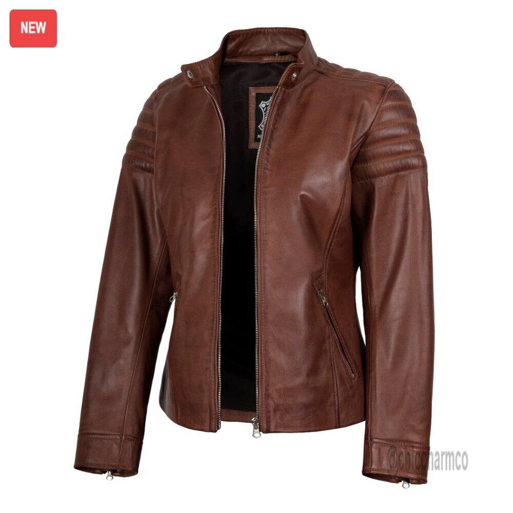 Real Lambskin Leather Jacket Cafe Racer Style Regular Fit